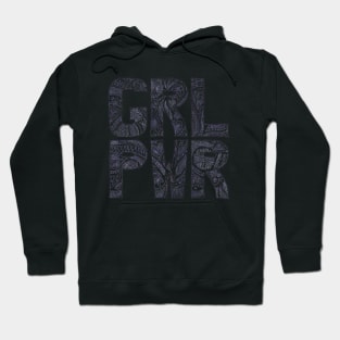 Floral girlpower text in blue ink Hoodie